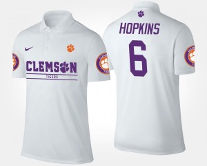 #6 For Men's Name and Number White DeAndre Hopkins Clemson Tigers Polo
