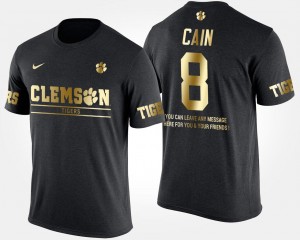 #8 Deon Cain Clemson National Championship T-Shirt Gold Limited Men's Black Short Sleeve With Message