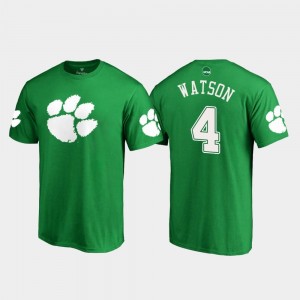 #4 White Logo Fanatics Branded For Men Kelly Green Deshaun Watson Clemson University T-Shirt St. Patrick's Day