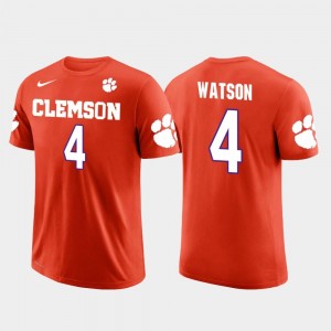 Orange #4 Deshaun Watson Clemson Tigers T-Shirt Houston Texans Football Future Stars For Men's