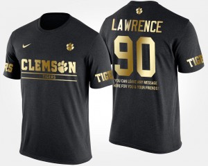 Gold Limited Short Sleeve With Message Black #90 Dexter Lawrence Clemson Tigers T-Shirt For Men