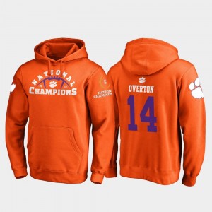 College Football Playoff Pylon For Men Diondre Overton Clemson Tigers Hoodie Orange #14 2018 National Champions