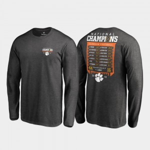 Heather Gray Men Clemson T-Shirt Hardcount Long Sleeve College Football Playoff 2018 National Champions