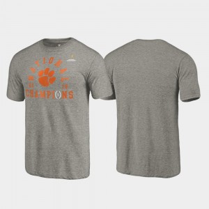 2018 National Champions For Men Clemson University T-Shirt Heather Gray Lateral College Football Playoff