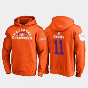2018 National Champions Orange Isaiah Simmons Clemson Tigers Hoodie For Men's #11 College Football Playoff Pylon