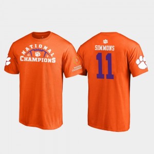Pylon College Football Playoff 2018 National Champions Isaiah Simmons Clemson Tigers T-Shirt For Men #11 Orange