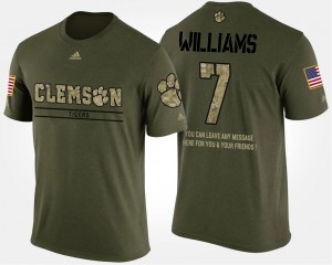 Camo Mike Williams CFP Champs T-Shirt Military Short Sleeve With Message #7 Mens
