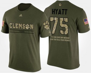 Military #75 Camo Men's Mitch Hyatt Clemson National Championship T-Shirt Short Sleeve With Message