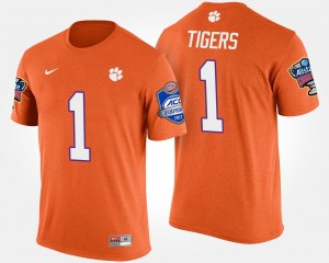 No.1 Atlantic Coast Conference Sugar Bowl Name and Number Clemson Tigers T-Shirt Bowl Game Orange For Men's #1