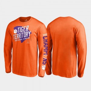 Nickel Long Sleeve College Football Playoff Clemson University T-Shirt 2018 National Champions Orange For Men's
