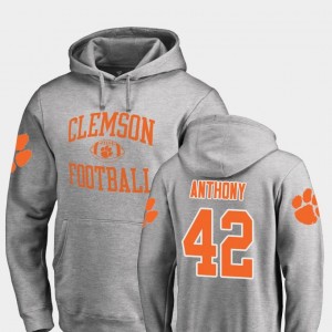 Stephone Anthony Clemson Hoodie Ash Men's Neutral Zone #42 Fanatics Branded College Football