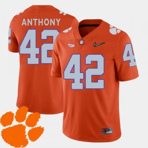 Men College Football Stephone Anthony Clemson Jersey Orange #42 2018 ACC