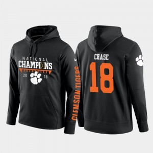 College Football Pullover Black T.J. Chase Clemson National Championship Hoodie #18 2018 National Champions Mens
