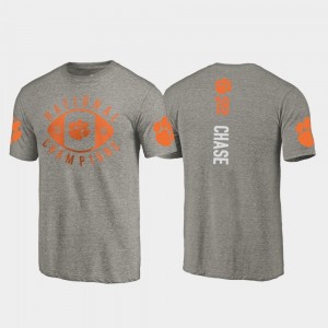 #18 College Football Playoff Fanatics Branded Gray For Men 2018 National Champions T.J. Chase Clemson Tigers T-Shirt