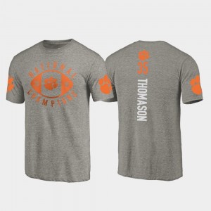 Ty Thomason Clemson University T-Shirt 2018 National Champions College Football Playoff Fanatics Branded #35 For Men's Gray
