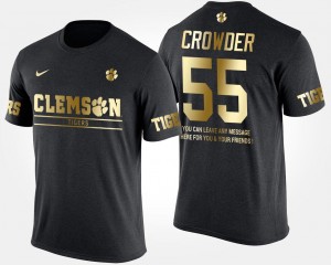 Tyrone Crowder Clemson University T-Shirt Gold Limited Black Short Sleeve With Message For Men #55