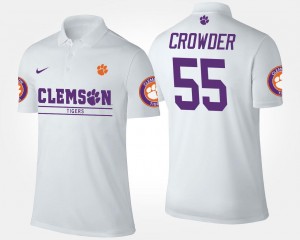 White Mens #55 Tyrone Crowder Clemson Tigers Polo Name and Number