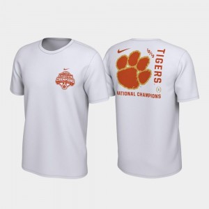 2018 National Champions Men's Clemson Tigers T-Shirt White Celebration Two Hit College Football Playoff