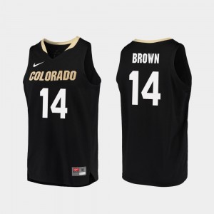 College Basketball Mens #14 Deleon Brown Colorado Buffaloes Jersey Black Replica