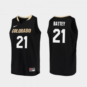 Black Replica Men's Evan Battey Colorado Buffaloes Jersey #21 College Basketball
