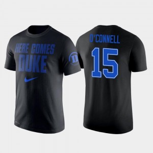 For Men #15 College Basketball Alex O'Connell Duke Blue Devils T-Shirt Nike 2 Hit Performance Black