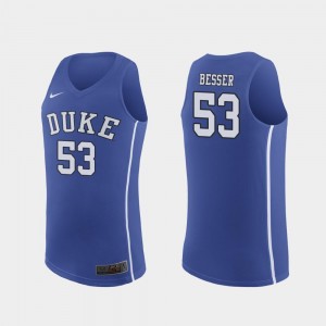Authentic March Madness College Basketball #53 Royal For Men Brennan Besser Duke Jersey