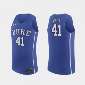 Royal Jack White Duke Jersey Men's Authentic #41 March Madness College Basketball
