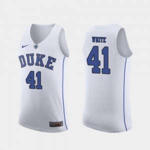 #41 For Men's Authentic White Jack White Blue Devils Jersey March Madness College Basketball