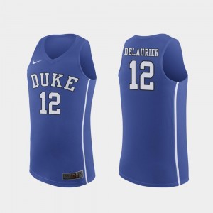 Authentic March Madness College Basketball Royal #12 Javin DeLaurier Duke University Jersey Men's