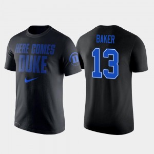 #13 Joey Baker Duke T-Shirt Nike 2 Hit Performance College Basketball Black Men's