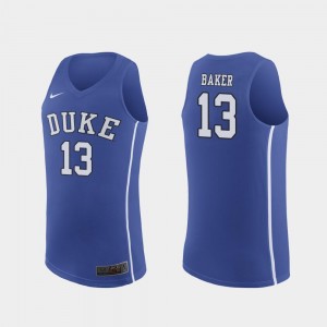 For Men Royal March Madness College Basketball Authentic #13 Joey Baker Blue Devils Jersey