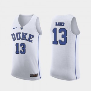White #13 March Madness College Basketball Joey Baker Duke University Jersey For Men Authentic