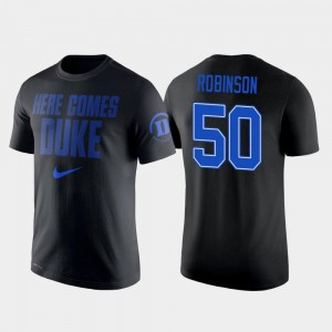Mens Nike 2 Hit Performance Black College Basketball Justin Robinson Duke Blue Devils T-Shirt #50