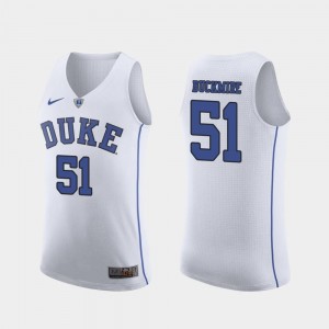 White March Madness College Basketball Mens Mike Buckmire Duke Jersey #51 Authentic