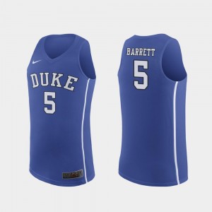 Royal RJ Barrett Blue Devils Jersey #5 Authentic March Madness College Basketball For Men's