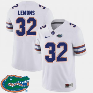 2018 SEC College Football Adarius Lemons Florida Gators Jersey #32 Men's White