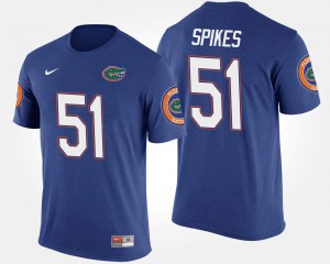 Men's Blue Brandon Spikes UF T-Shirt #51 Name and Number