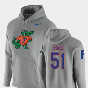 #51 Heathered Gray Vault Logo Club Nike Pullover Men's Brandon Spikes University of Florida Hoodie