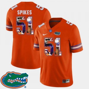 Football #51 Brandon Spikes University of Florida Jersey For Men Orange Pictorial Fashion