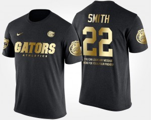 Black Emmitt Smith University of Florida T-Shirt Short Sleeve With Message Mens Gold Limited #22