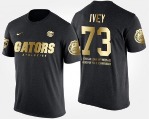Short Sleeve With Message Martez Ivey UF T-Shirt Black Men's #73 Gold Limited