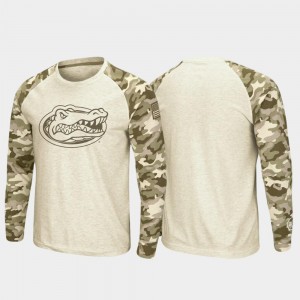 For Men OHT Military Appreciation Oatmeal Raglan Long Sleeve Desert Camo UF T-Shirt