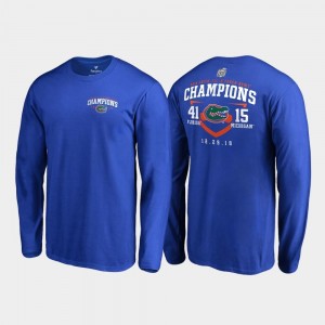 Fair Catch Score Long Sleeve Fanatics Branded For Men University of Florida T-Shirt 2018 Peach Bowl Champions Royal