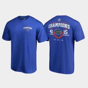 2018 Peach Bowl Champions Fair Catch Score Fanatics Branded Florida T-Shirt Royal Men's