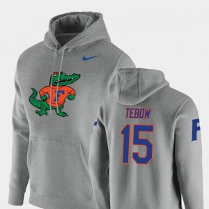 Tim Tebow Florida Gators Hoodie #15 Men's Nike Pullover Heathered Gray Vault Logo Club