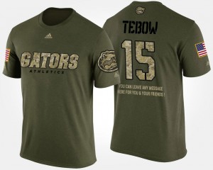 #15 Camo Tim Tebow Florida Gators T-Shirt Men's Short Sleeve With Message Military