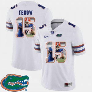 Football For Men's #15 Tim Tebow University of Florida Jersey Pictorial Fashion White