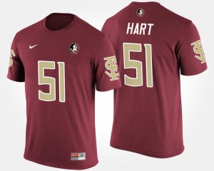 For Men Garnet #51 Bobby Hart Florida State Seminoles T-Shirt Name and Number