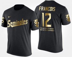 Short Sleeve With Message Gold Limited Deondre Francois Florida State Seminoles T-Shirt #12 Black Men