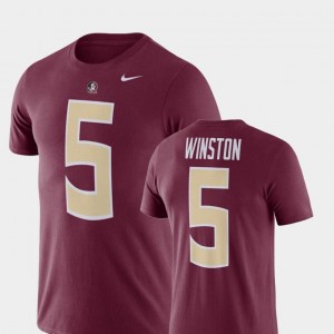Nike Football Performance Garnet #5 Jameis Winston Florida State Seminoles T-Shirt Name and Number Men